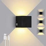 ENCOFT Lampade da Parete Batteria Ricaricabile Applique da Parete LED Applique da Parete Interno Moderno, LED Lampada da Parete, Notturna Lampada a Muro (Nero Caldo)