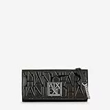 ARMANI EXCHANGE Chain, Embossed all Over Logo, Portafoglio Bi-Fold Donna, Nero, Taglia Unica