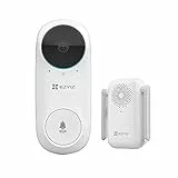 EZVIZ Kit DB2C, campanello video a batteria intelligente con rilevamento umano AI, rilevamento umano AI, rilevamento umano AI, audio a 2 vie, supporta scheda MicroSD