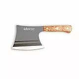 LA TIM'S Coltello da carne, mannaia resistente da 0.9 Kg con acciaio ad alto tenore di carbonio forgiato a mano, coltello da macellaio per tagliare le ossa, manico in legno massello