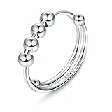 JeweBella Anelli Spinner in Argento Sterling con Perle Donna Anelli Fidget Regolabili Anti Ansia Anelli Impilabili Anello Ragazze Spinner Anelli