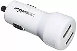 Amazon Basics - Caricatore da auto con doppia porta USB, da 4,8 Amp, 24 W, per dispositivi Apple e Android, bianco, confezione da 4