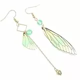 Generic 1 Paia Butterfly Danghi Orecchini Asimmetrici Farfalle Orecchini a Goccia di Goccia Fata Libellula Ali Gancio Orecchini Sposa Cinturini Orecchini per Le Donne Verde