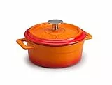 Pentole Agnelli COGHSRP10410O Slowcook Casseruola con Maniglie e Coperchio, Ghisa, Arancione, 0.36 L - 10cm