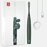 Spazzolino Elettrico Sonico, Oclean Air 2 Spazzolino Ultra Silenzioso Motore 40000 VPM, Ricarica Rapida 2,5 Ore per Uso 40 Giorni, Timer Integrato 2 Min, Spazzolini Ricaricabili per Adulti(Green)