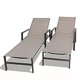 FRANKYSTAR Tigri - Set di 2 lettini da giardino in alluminio e textilene. Lettini prendisole di design con braccioli e schienale regolabile in 5 posizioni. Grigio chiaro o turchese.