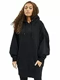 URBAN CLASSICS Felpa Donna Oversize con Cappuccio, Vestito Maglione Lungo Caldo, Hoody Donna con Marsupio Frontale, Colore Nero, Taglie XS - XL
