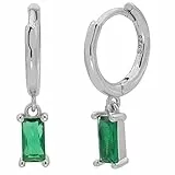 LIHELEI Orecchini Cerchio Piccoli con Pendenti Zirconia Cubic per Donna, Orecchini Argento Sterling S925 per Donna Gioielli Accessori - 1 paia Smeraldo