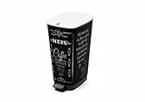 Keter Pattumiera Chic Bin L Coffee Menu, Pattumiera da Bagno a Pedale con Anello Ferma Sacco per Sacchetto da 50 Litri, 29 x 44.5 x 60.5 Centimetri