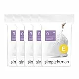 simplehuman Code E - Sacchetti per la spazzatura con cordoncino, 100 pezzi, 20 litri, colore: Bianco