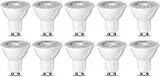 Amazon Basics - Confezione da 10 faretti LED GU10, 4,7 W (equivalente a 50 W), luce bianca calda, non dimmerabili