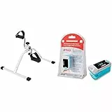 Gima 43150 Basic Esercitatore a Pedale & SATURIMETRO Oxy-3 Pulsossimetro da Dito Portatile, Misura il Livello di Ossigeno nel Sangue e il Battito Cardiaco, 2 pile Incluse, Display SpO2 Orientabile