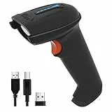 Tera Lettore di codici a barre 1D 2D QR senza fili 2,4 GHz + cavo USB 2,0, lettore di codici a barre 5 mil risoluzione 100 m, supporto scansione dello schermo, D5100