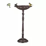 Relaxdays Grande Fontana per Uccelli, a Colonna, da Giardino, Vaschetta per Uccelli Selvatici, H 74,5 cm, Marrone
