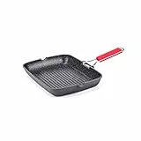 Moneta Bistecchiera 24 x 34 cm Pro Grill con Manico Pieghevole anche per Induzione, antiaderente