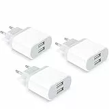 Caricatore USB, 2.1A/5V 3-Pack Presa for iPhone 14 13 12 11 Pro Max/XS/XR/X/8/7/6/6S Plus, Samsung Galaxy, 2Port Alimentatore Spina Muro Adattatore Caricabatterie Spine Carica Batterie