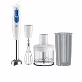 Braun MultiQuick 2 MQ20236MWH, Frullatore a Immersione con Sistema EasyTwist, Frullatore per Salse e Smoothie, 2 Velocità, Tritatutto da 500 ml e Frusta Inclusi, 600W, Bianco