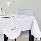 Lecwoll Tovaglia Antimacchia Tovaglia Impermeabile Rettangolare Bianco 140 x 140 cm, per Cucina Ristorante Moderna Feste e Natale