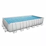 Bestway 56935 Piscina Fuori Terra Solo, Struttura Rettangolare Power Steel, 732 X 366 X 132 Cm, Bianco