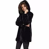 URBAN CLASSICS Giubbotto Donna Ecopelliccia con Cappuccio Extra Grande, Cappotto in Pile Corto, Tasche Laterali e Chiusura ad Occhiello, Taglie da XS a 5XL