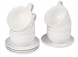 alpina 871125285357 per cappuccino Set Tazze e sottobicchieri in ceramica, 10 cm, bianco, 12 unità
