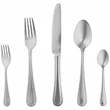 Amazon Basics - Servizio di 20 posate in acciaio inox con bordo perlato per 4 persone