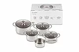 Le Creuset Set 5 pezzi casseruole in acciaio inox, 3 Casseruole,diametro 18, 20, 24 cm, 1 Pentola,diametro 26 cm, 1 Casseruola, Diametro 28 cm, 96605300000000