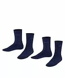 ESPRIT Foot Logo 2-Pack K SO Cotone Tinta Unita Confezione di 2 Paia, Calzini Unisex - Bambini, Blu (Marine 6120), 35-38