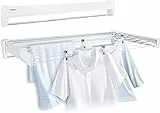 Leifheit Telegant 81 Protect Plus Stendibiancheria Da Parete Estensibile, Bianco, 8.1 M Con Barra Asciugamani