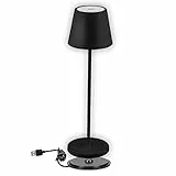 V-TAC Lampada da Tavolo senza Fili LED Dimmerabile con Comandi Touch – Lampada Nera Wireless per Uso Interno ed Esterno IP54 da Casa o Ristorante – Batteria 4400 mAh – Luce 3000K Bianca Calda – 2W