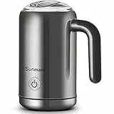 Montalatte Elettrico 4 in 1 Schiumatore 500W 350ml, Sunmaki Schiumatore Spegnimento Automatico in Acciaio Inox Rivestimento Antiaderente per Caffè, Latte, Macchina per Cappuccino