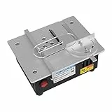 Mini sega circolare da tavolo, sega da tavolo portatile di precisione, 96 W, con alimentatore regolabile, lama per sega circolare HSS da 63 mm, per taglio legno/metallo/plastica (R2) (nero)