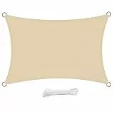 swift Tenda a Vela Rettangolare 4x5 m Permeabile Protezione Anti Raggi UV Vela Ombreggiante 5x4 m, Telo Tenda da Sole a Vela per Esterno, Giardino & Gazebo, Beige