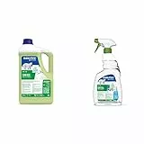 Sanitec Green Power 3105 Pavimenti, Detergente Concentrato, Ecologico, 5 kg & Vetri Green Power Detergente Spray Ecologico Multiuso per Vetri, Cristalli e Specchi 750 ml