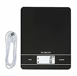 NUTRI FIT Bilance da cucina digitali ricaricabili, Bilance elettroniche per alimenti con bilancia USB per cottura e cottura, portatile e funzione di tara 11lb/5kg (Nero)