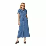 Wrangler Abito a Maniche Corte con Cuciture Casual, Mid Stonewash, M Donna