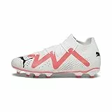 PUMA Partita Futura Fg/AG, Scarpe da Calcio Uomo, Bianca Nero Fire Orchid, 43 EU