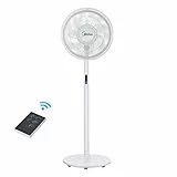Midea Ventilatore a piantana S8, silenzioso con telecomando, 7 pale rotore, funzione turbo, timer 8 ore, 8 livelli di velocità, funzione oscillazione 85°, 38 dB, silenzioso, bianco