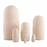 Heka Naturals Bambole Russe Non Verniciate, 6 Matrioske Bianche Realizzate in Russia | Dipingi la Tua Matrioska Tradizionale | in Bianco, 6 Pezzi, 12 cm
