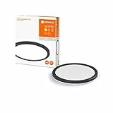 LEDVANCE ORBIS plafoniera Ultra Slim 235mm, nera, 15W, 1640lm, omogenea, luce bianca calda (3000K) + retroilluminazione, dim a tre livelli con interruttore a muro, ultrasottile, protezione IP20