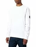 Calvin Klein Jeans Distintivo Girocollo Felpe, Bright White, M Uomo