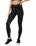 AURIQUE Collant sportivi super morbidi con stampa a contrasto Donna, Nero, Stampa Floreale, 42