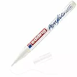 edding 5300 Marcatore a Vernice Acrilica Fine, Bianco, 1 Waterproof, Punta Tonda 1-2Mm, Pennnarello per Disegno Su Tela, Carta, Legno, per Ciotoli