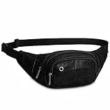 LOTISIE Marsupio in Pelle da Uomo Outdoor Running Sport Multifunzione Cellulare Borsa registratore di Cassa Borsa Impermeabile Messenger Marsupio Casual, Nero