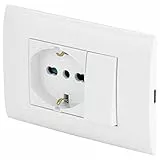 POLY POOL - PP6095X Placca Evolution Scatola 3 Moduli con Frutto Deviatore Elettrico e Frutto Presa Pluristandard - Kit Incasso con Supporto e Viti di Montaggio