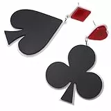 Generic Orecchini da donna a forma di carte da gioco, con ciondolo in acrilico, per feste