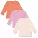 Amazon Essentials Maglietta a Maniche Lunghe in Cotone Biologico (precedentemente Amazon Aware) Unisex Bimbi, Pacco da 3, Rosa, 24 Mesi