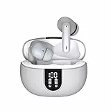 Cuffie Bluetooth, Auricolari Bluetooth 5.3 In Ear con 4 Mic di Cancellazione Del Rumore, 36 Ore, HiFi Stereo Cuffie Wireless, IP7 Impermeabili Cuffiette, Touch Control, LED Display, Grigio