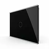 Interruttore a parete elettrico a sfioramento - LIVOLO 1 Gang 1 Way Moderno pannello di vetro temperato Interruttore per lampada a polo singolo con indicatore a LED senza neutro per casa,ufficio,nero