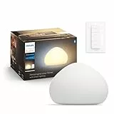 Philips Hue White Ambiance Wellner, Lampada da Tavolo Smart, Bluetooh, 9.5W, Lampadina Smart LED E27 Smart inclusa, Dimmer Switch incluso, Bianca